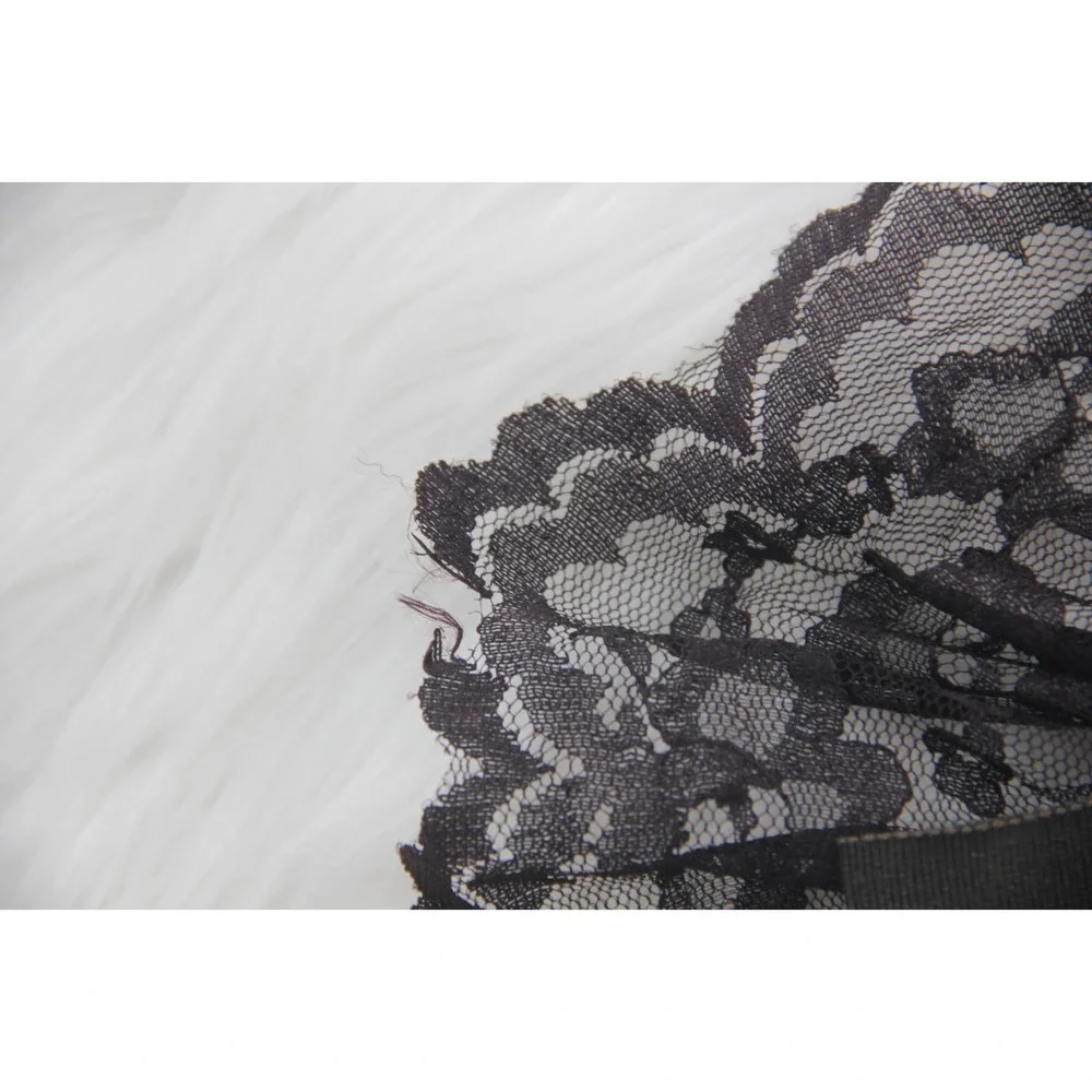 VTG BLACK ROUND LACE RIBBON BOW HAIR COMB FASCINATOR GOTH WHIMSY LOLITA COQUETTE